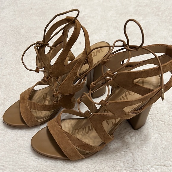 Sam Edelman Beige Caged Block Heel Sandals - size 9 - Picture 2 of 8